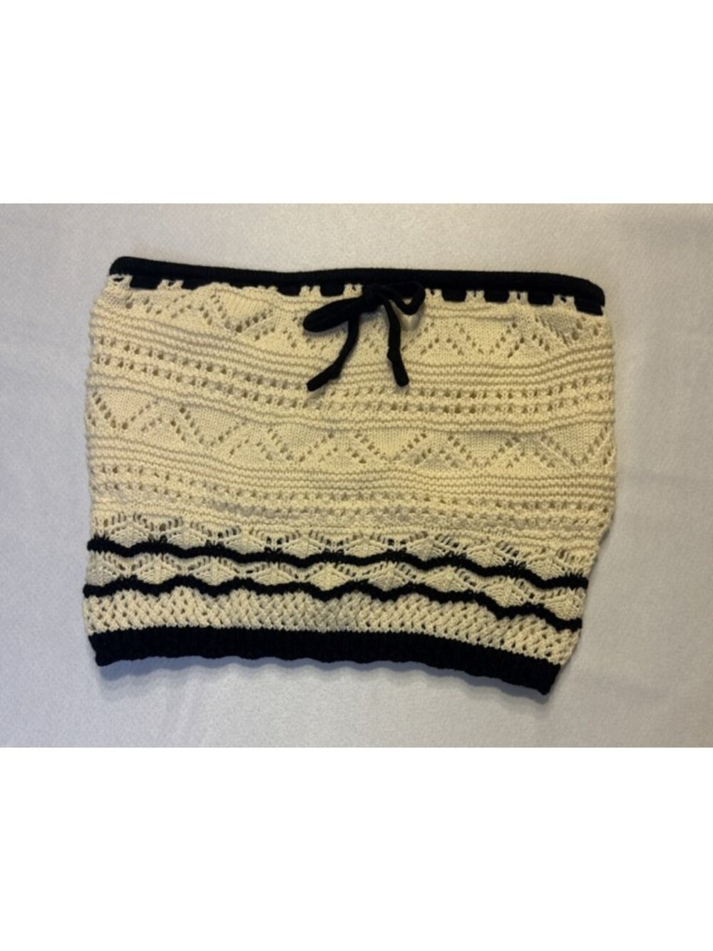 Womens Hollister Black And Cream Crochet Tube Top With Tie Size XS